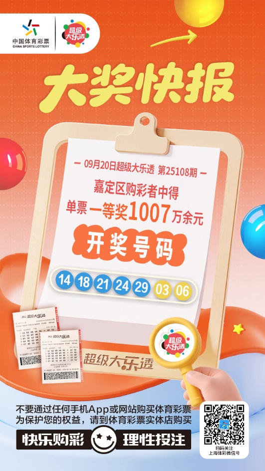 18年的坚持，嘉定购彩者凭“9+2”复式票中大乐透一等奖